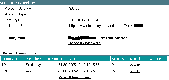 First Payment from Studio Traffic